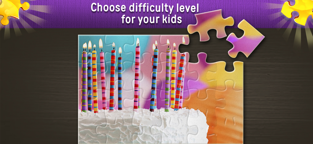 Jigsaw Puzzles World - Birthday cake jigsaw puzzle for kids with adjustable difficulty levels