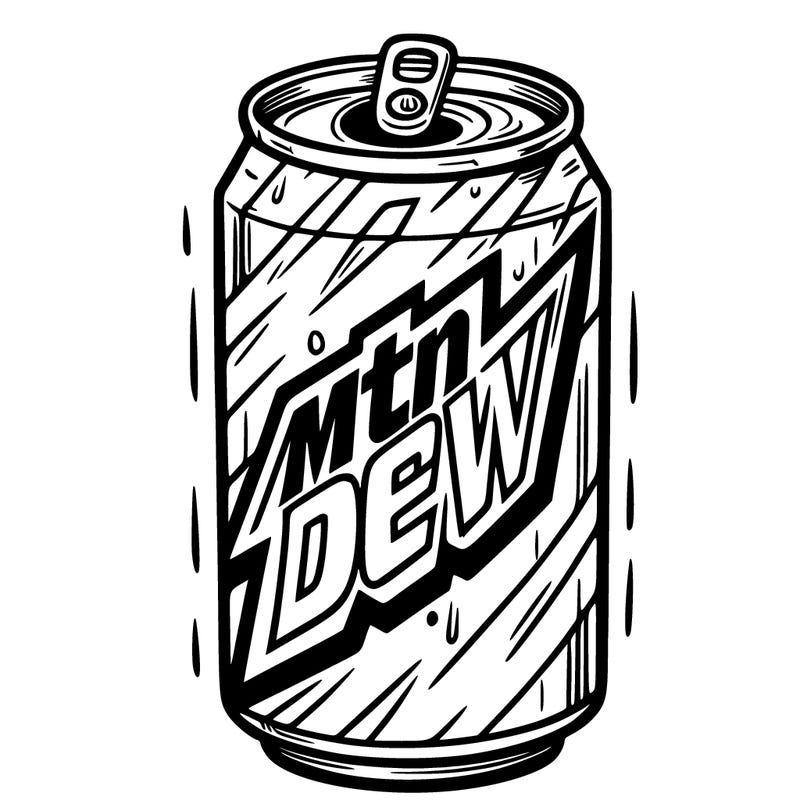 a can that says mtn dew