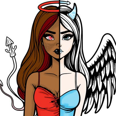 devil vs angel realistic girl