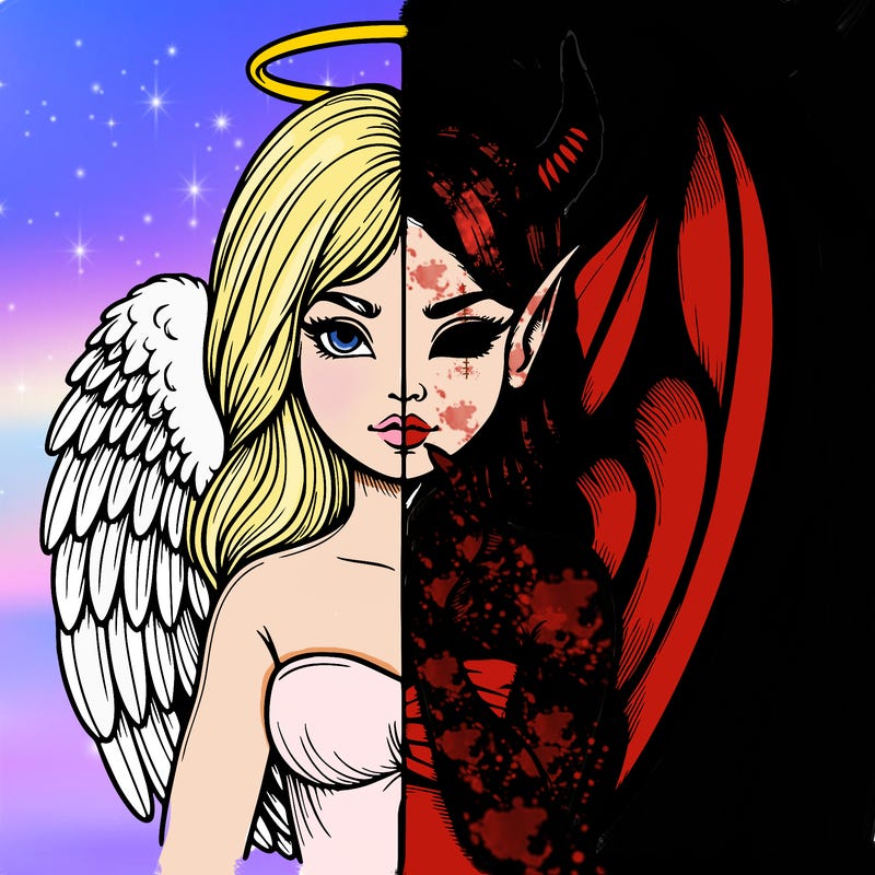 realistic angel half demon