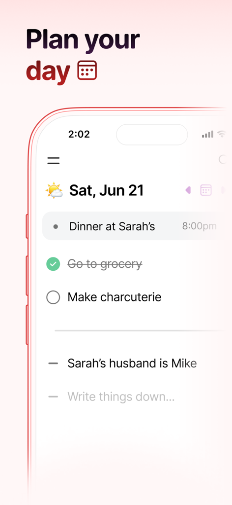 Twos: Get Things Off Your Mind - Twos app mobile screen demonstrating daily planning with task lists and notes