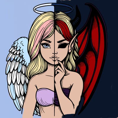 realistic angel half demon