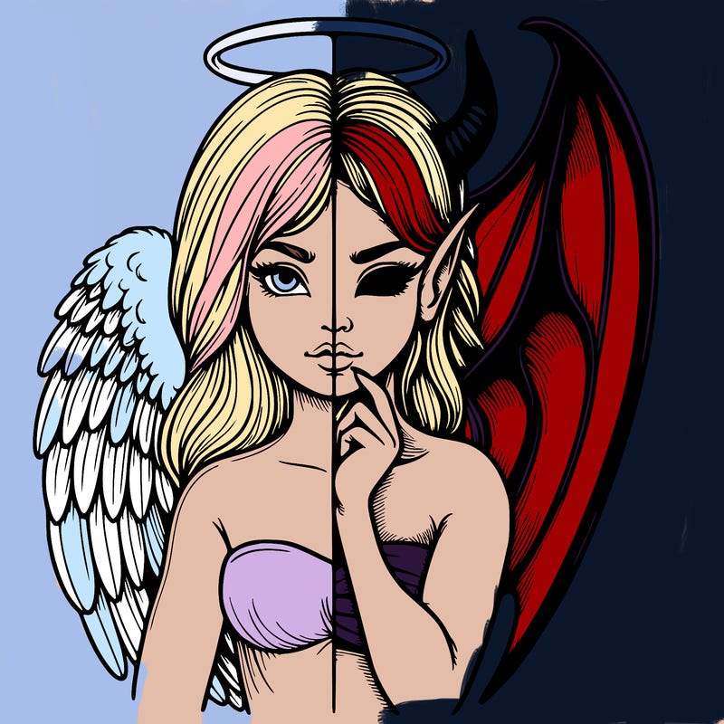 realistic angel half demon