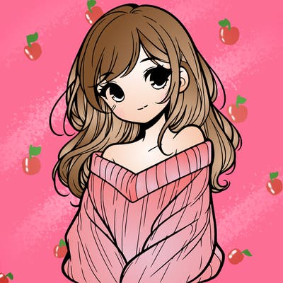 shy pretty girl wearing a sweater that is falling off one shoulder portrait