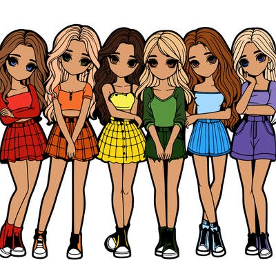 a group of girls realistic