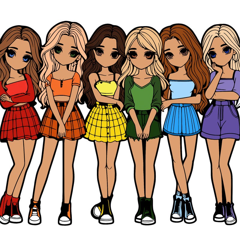 a group of girls realistic