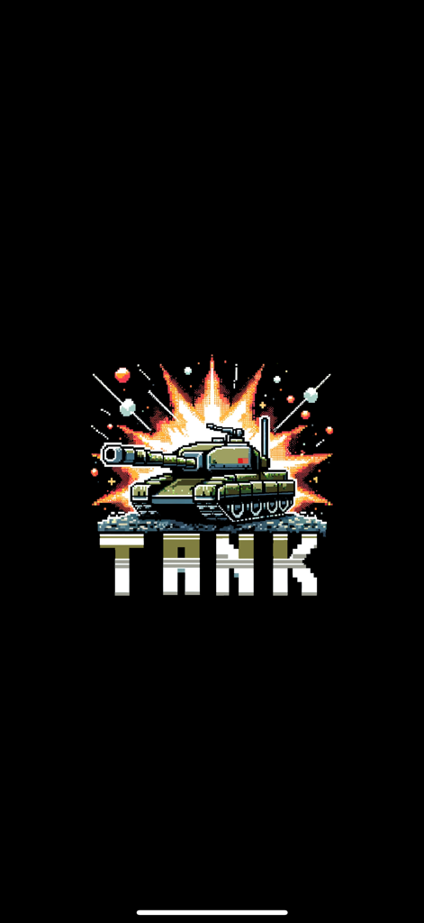 Tank - Armored Warfare - Tanque em pixel art em frente a uma explosão com a palavra TANK