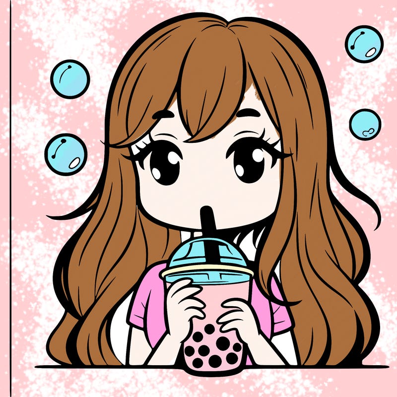 girl drinking a buble tea