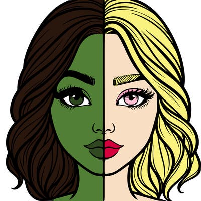 realistic girl split half