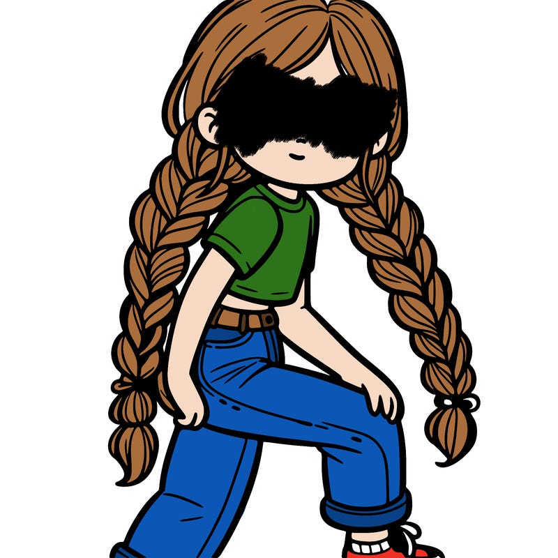 girl with 2 braids and jeans
