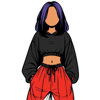 realistic girl faceless with baggy pants and a crop top