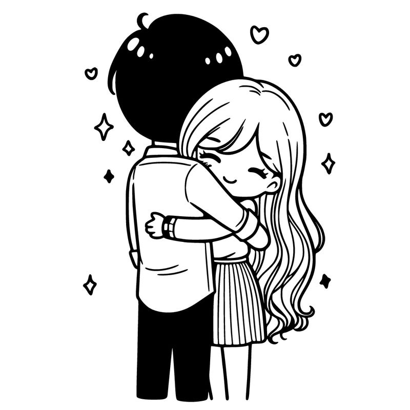 a girl hugs her husband