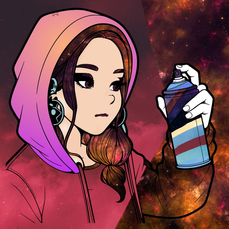 a realistic girl, spray painting