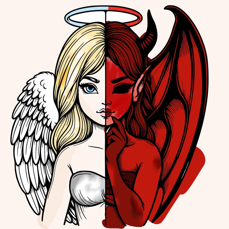 realistic angel half demon