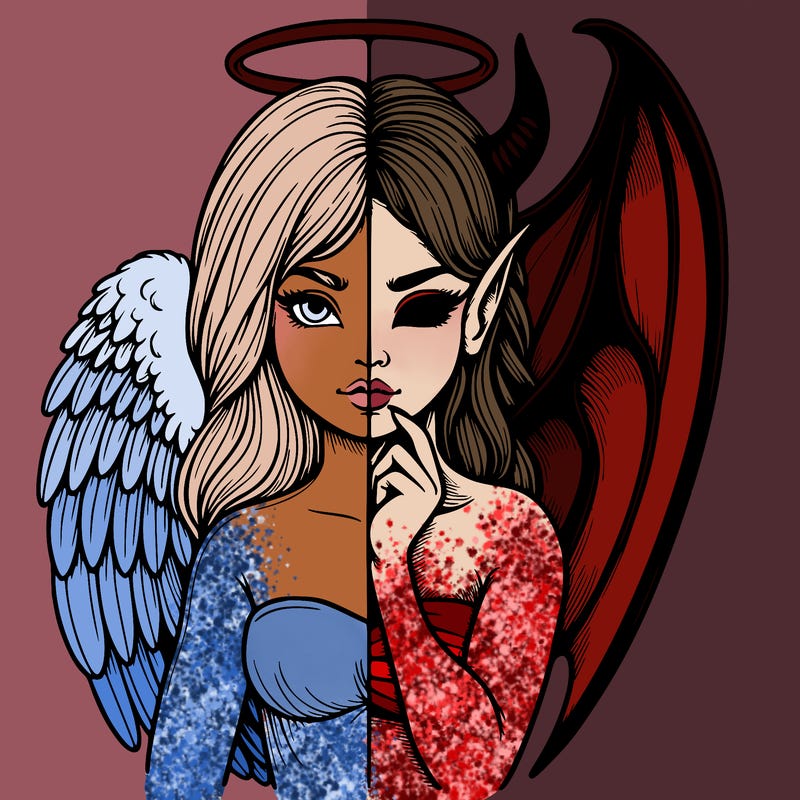 realistic angel half demon