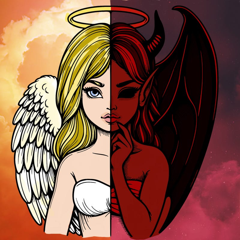 realistic angel half demon