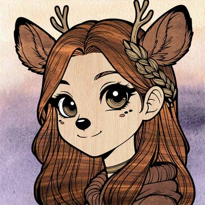 realistic girl with deer face and deer ears