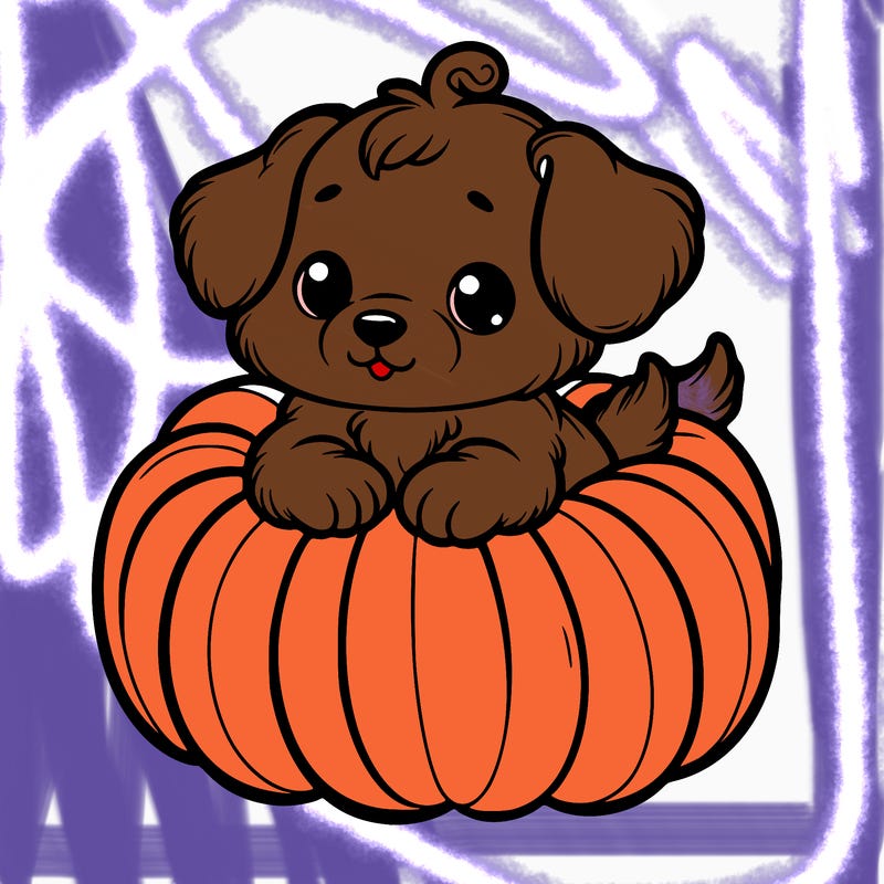 cute little puppy in a pumpkin