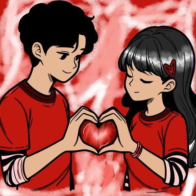 couple making a heart