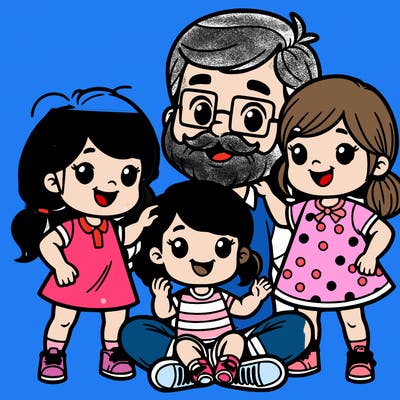 3 girls and there dad