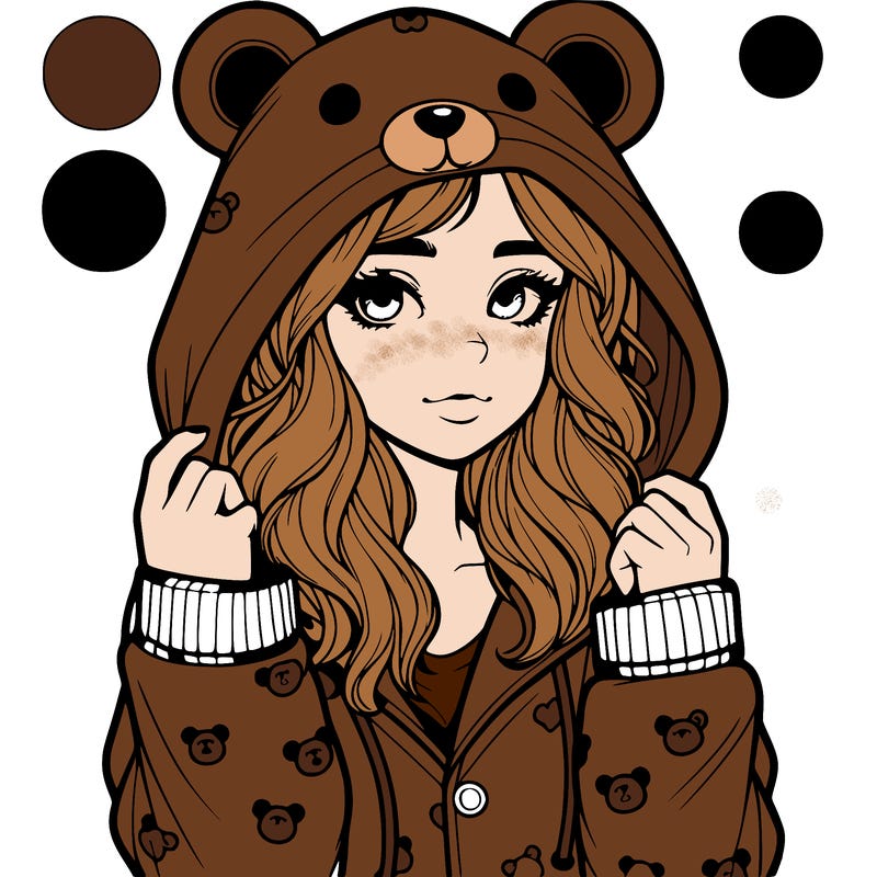 realistic girl in a animal pjs hoodie