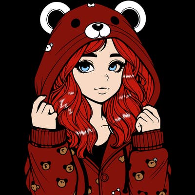 realistic girl in a animal pjs hoodie
