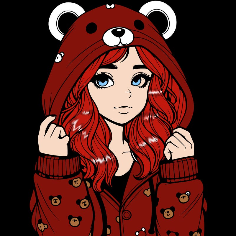 realistic girl in a animal pjs hoodie