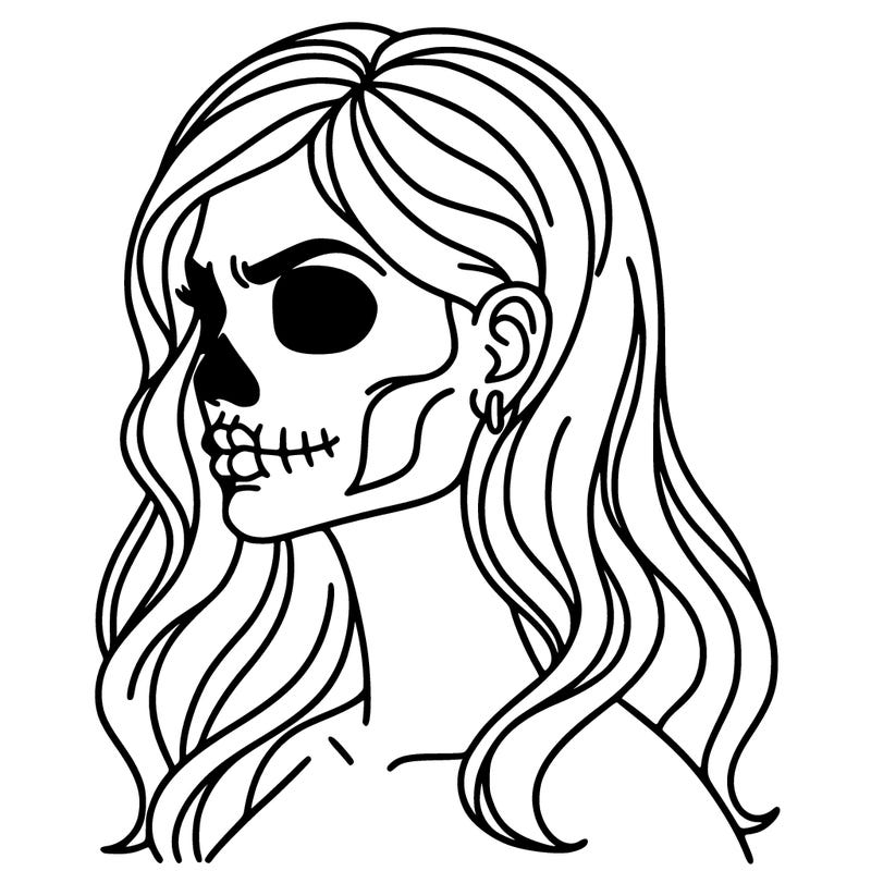 woman with skull face