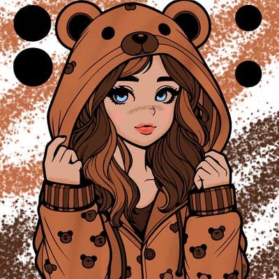 realistic girl in a animal pjs hoodie
