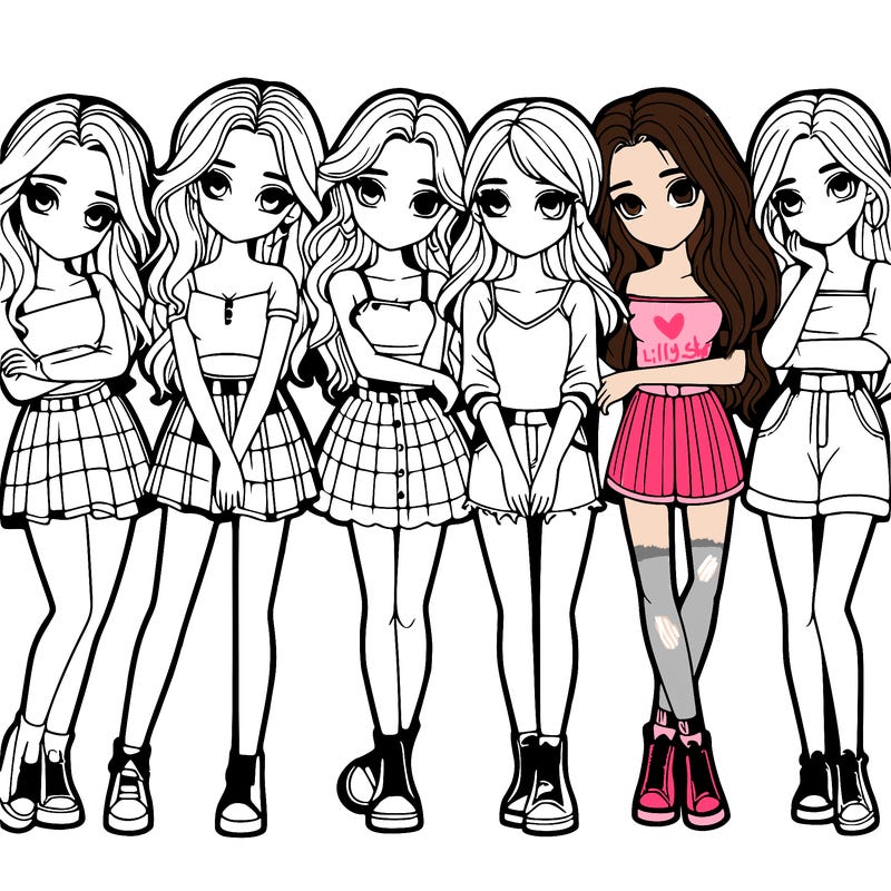 a group of girls realistic