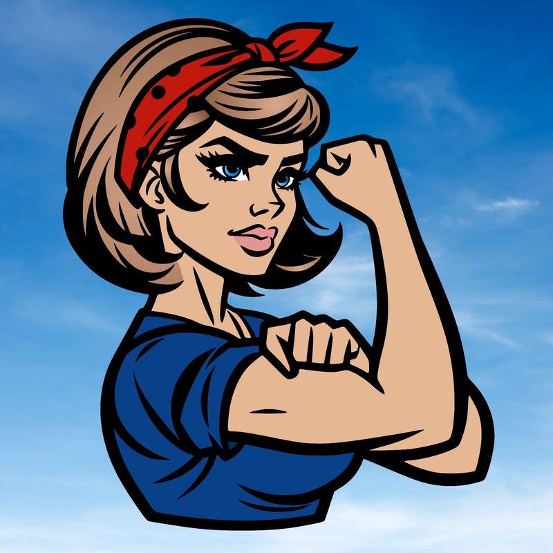 strong woman with a 60s american ad style