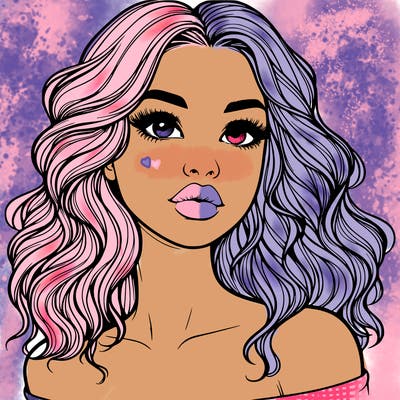 realistic girl with wavy hair and lips