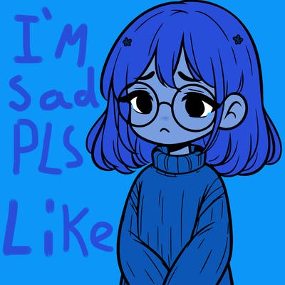 sad girl with glasses in a sweater