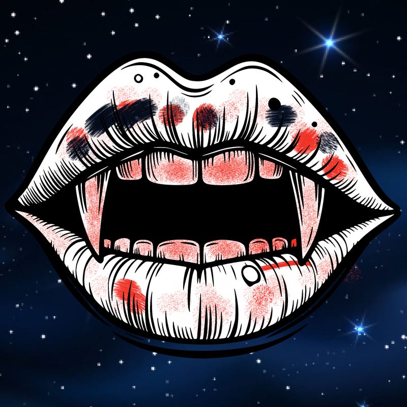lips with vampire teeth