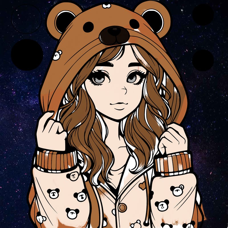 realistic girl in a animal pjs hoodie