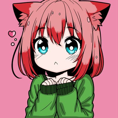 shy anime catgirl