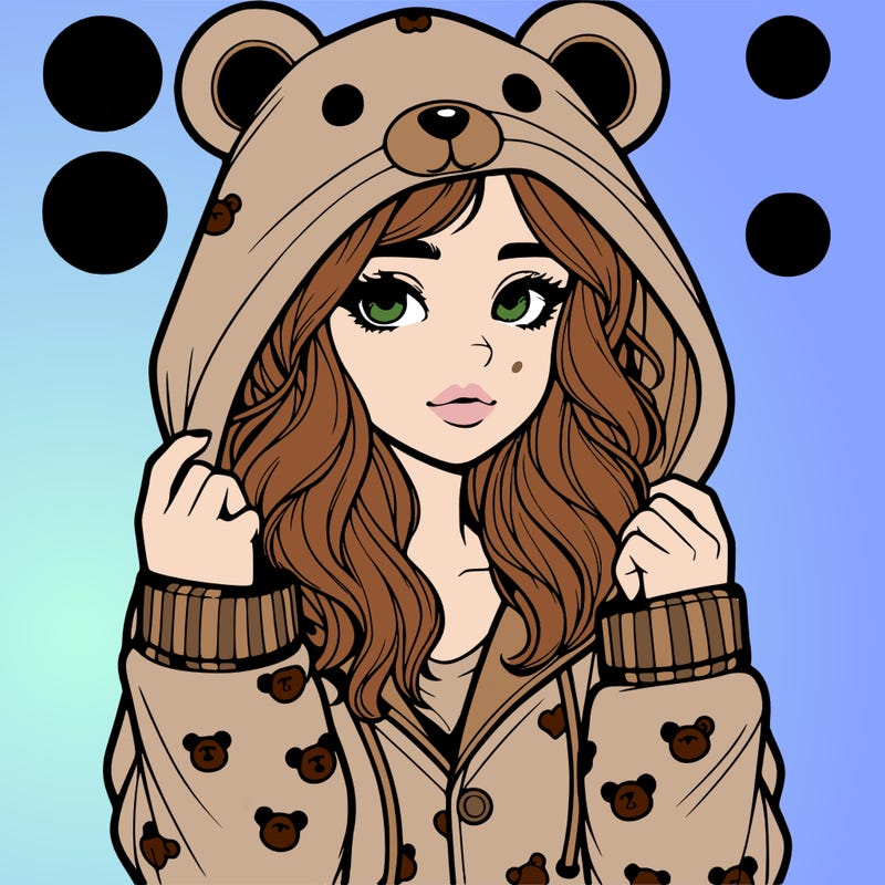 realistic girl in a animal pjs hoodie