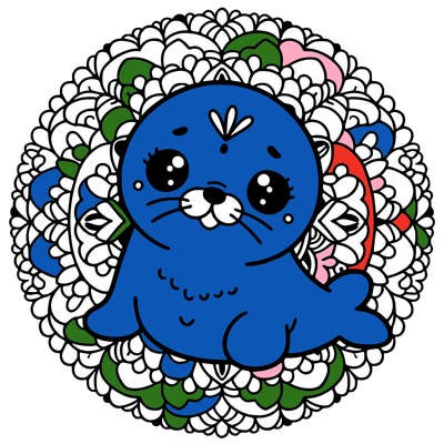 a cute baby seal mandala