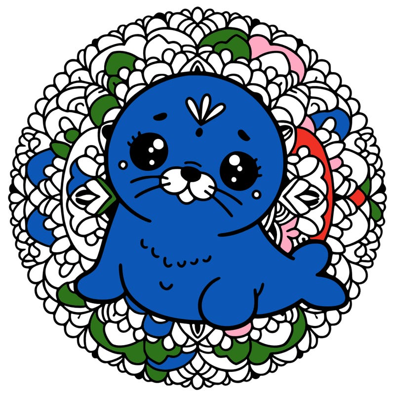 a cute baby seal mandala