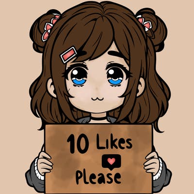 a girl with a sign saying 10 likes please