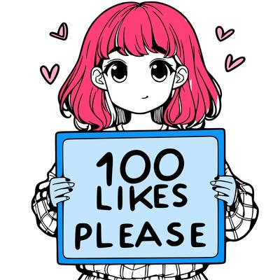a girl holding a sign saying 100 likes please