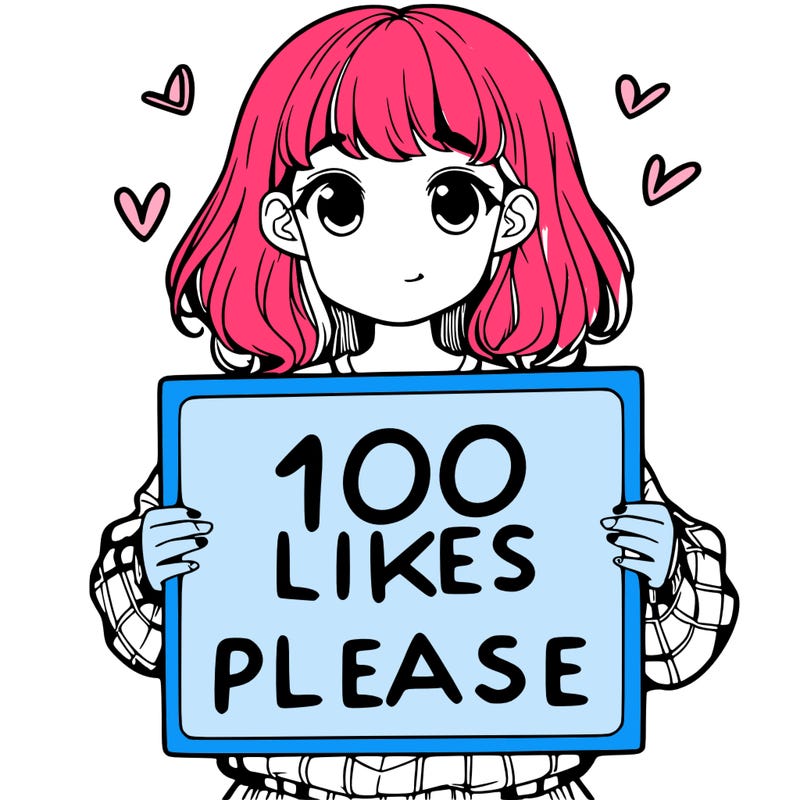 a girl holding a sign saying 100 likes please