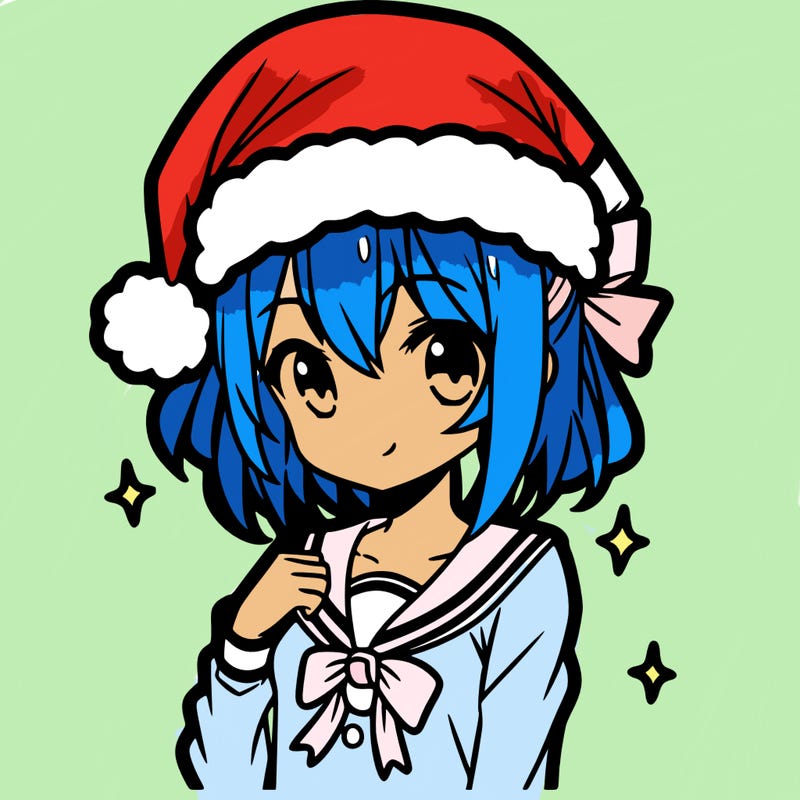 anime girl wearing a santa hat