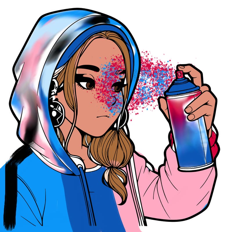 a realistic girl, spray painting