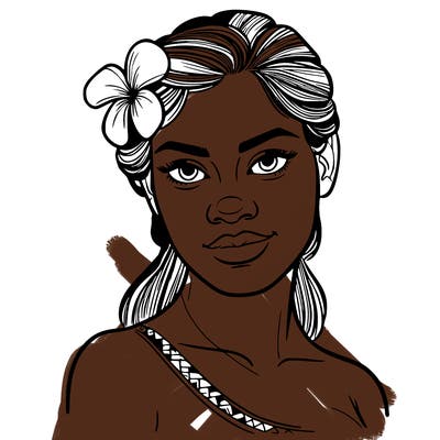 a realistic polynesian woman with a samoan pacific look and a taupou