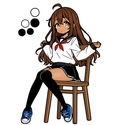 anime girl sitting on a chair