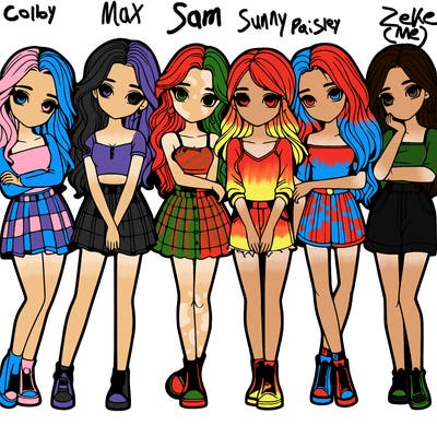 a group of girls realistic
