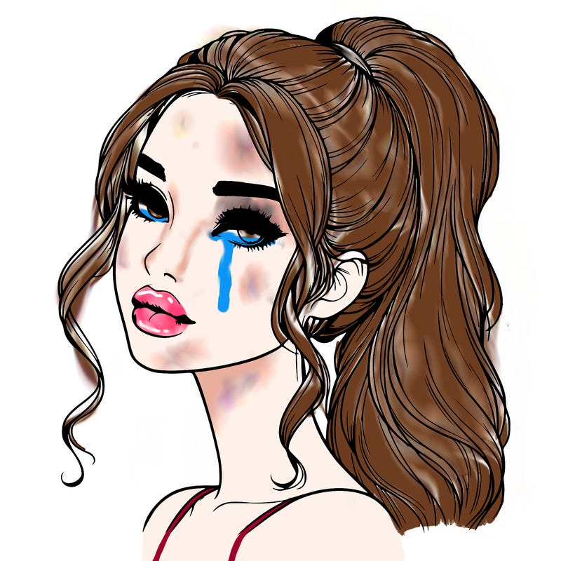 realistic girl with a ponytail on her hair and lips