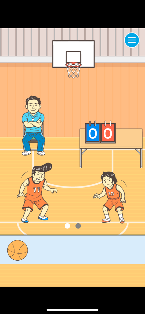 Ditching School! - Una captura de pantalla del juego Ditching School con una cancha de baloncesto con un entrenador y dos jugadores