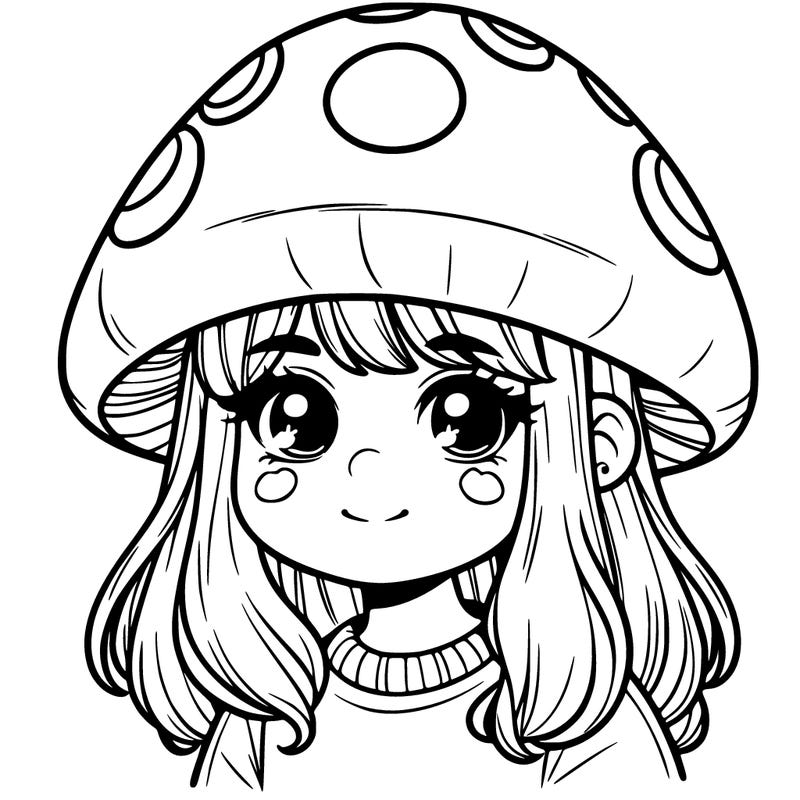 realistic girl with a mushroom hat